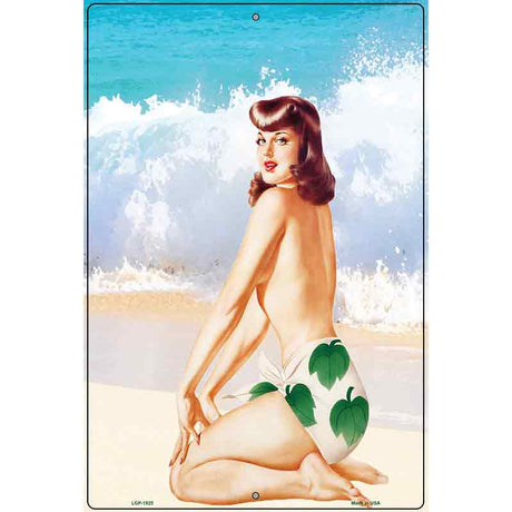 Girl On Beach Vintage Pinup Parking Sign 12" x 18" (LGP)