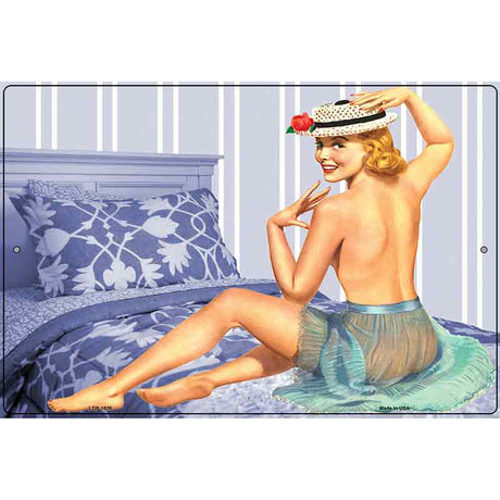 Girl On Bed Vintage Pinup Parking Sign 12" x 18" (LGP)