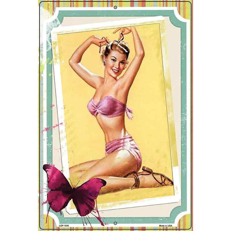 Photo Of Girl Vintage Pinup Parking Sign 12" x 18" (LGP)