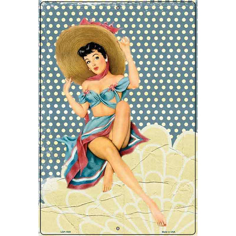 Girl With Big Hat Vintage Pinup Parking Sign 12" x 18" (LGP)