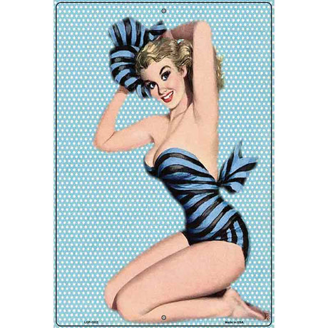 Striped Bathing Suit Girl Vintage Pinup Parking Sign 12" x 18" (LGP)