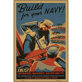 Build Your Navy Vintage Poster Parking Sign 12" x 18" (LGP)