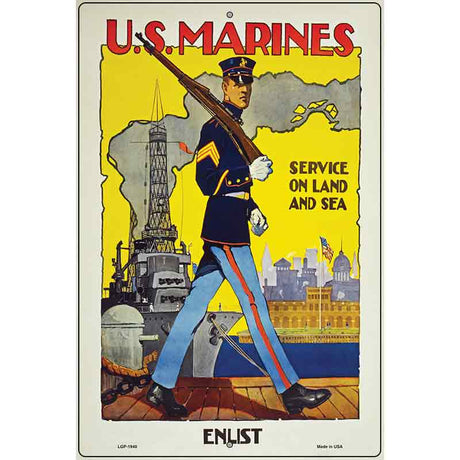 US Marines Vintage Poster Parking Sign 12" x 18" (LGP)