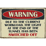 Warning Current Workload Novelty Metal Parking Sign 12" x 18" (LGP)