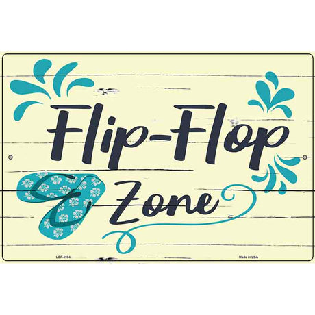 Flip Flop Zone Blue Novelty Metal Parking Sign 12" x 18" (LGP)