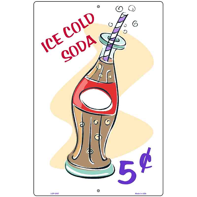 Ice Cold Soda Metal Novelty Parking Sign 12" x 18" (LGP)