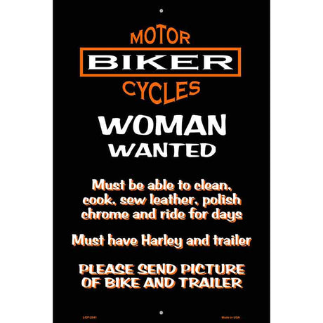 Woman Wanted Metal Novelty Parking Sign 12" x 18" (LGP)