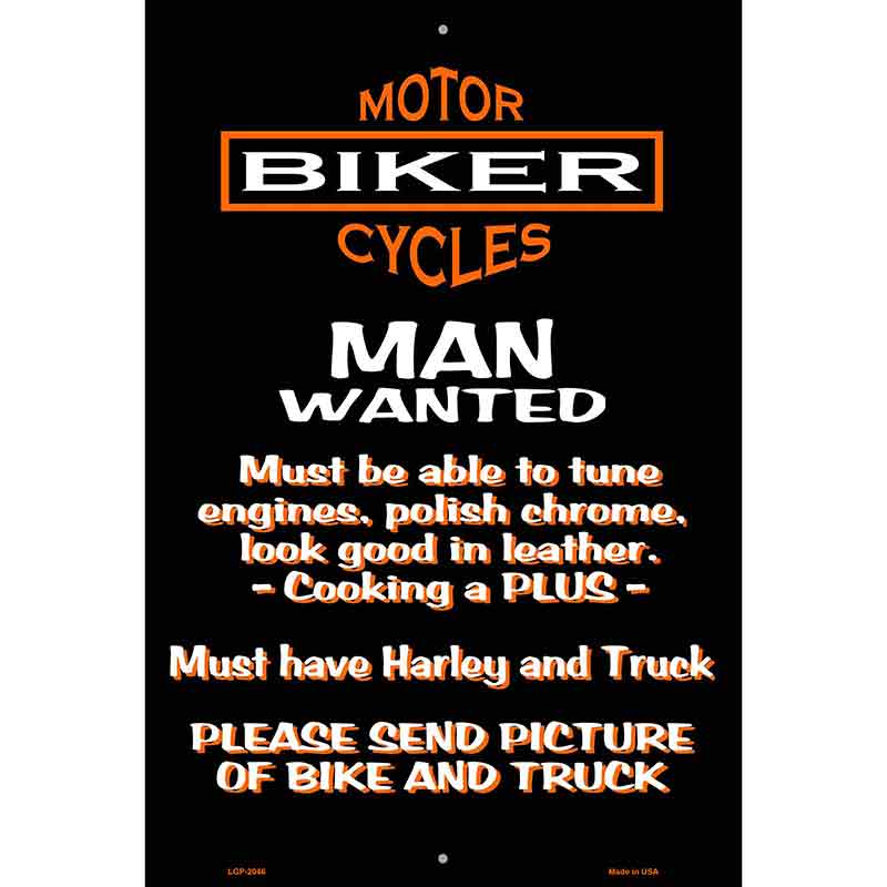 Man Wanted Metal Novelty Parking Sign 12" x 18" (LGP)