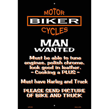 Man Wanted Metal Novelty Parking Sign 12" x 18" (LGP)