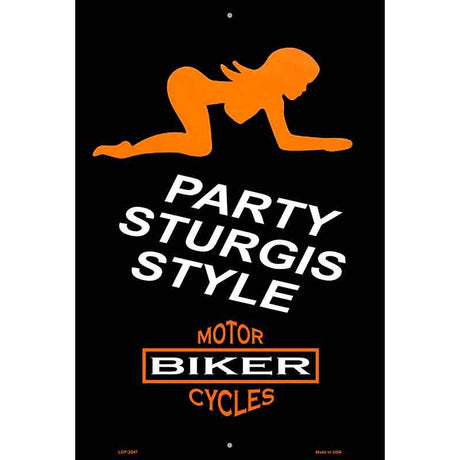 Party Sturgis Style Metal Novelty Parking Sign 12" x 18" (LGP)