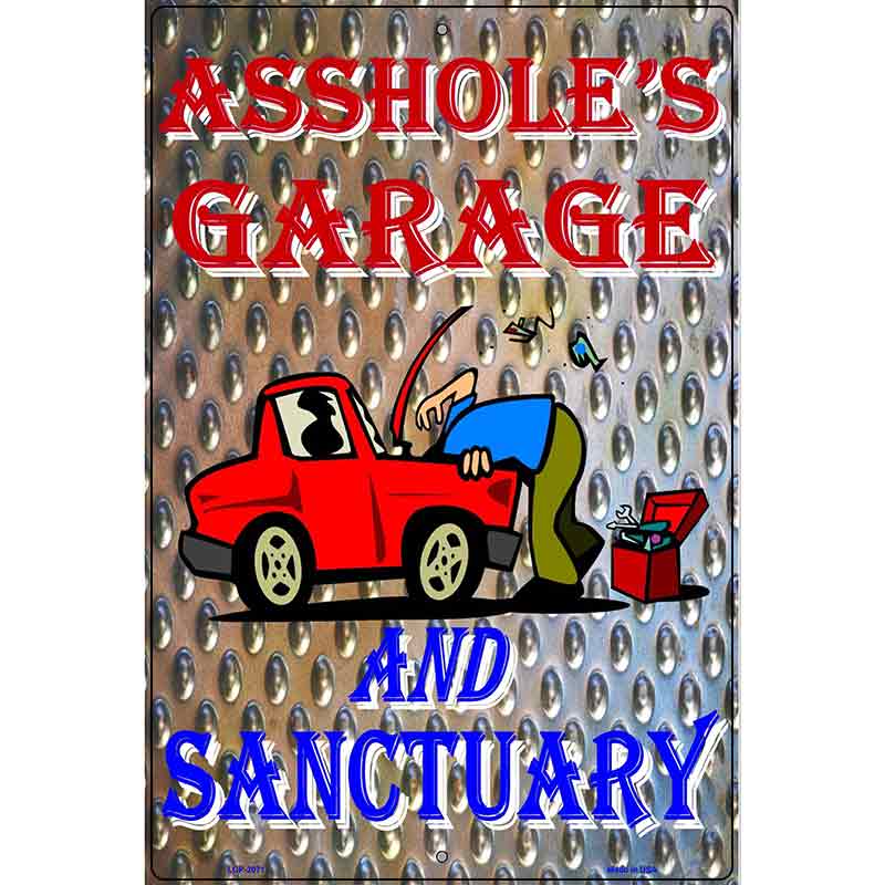 Garage And Sanctuary Metal Novelty Parking Signs 12" x 18" (LGP)