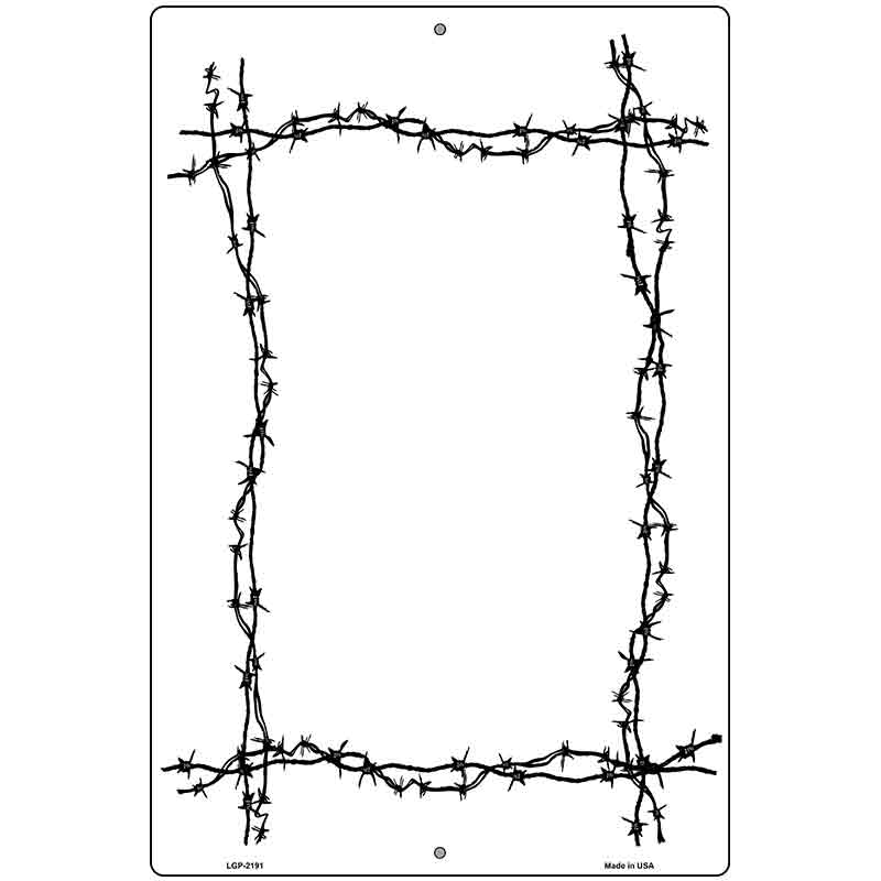 Black Barbed Wire Border Metal Novelty Parking Sign 12" x 18" (LGP)