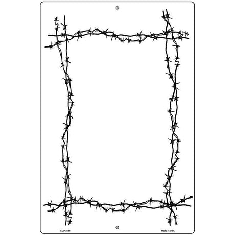 Black Barbed Wire Border Metal Novelty Parking Sign 12" x 18" (LGP)