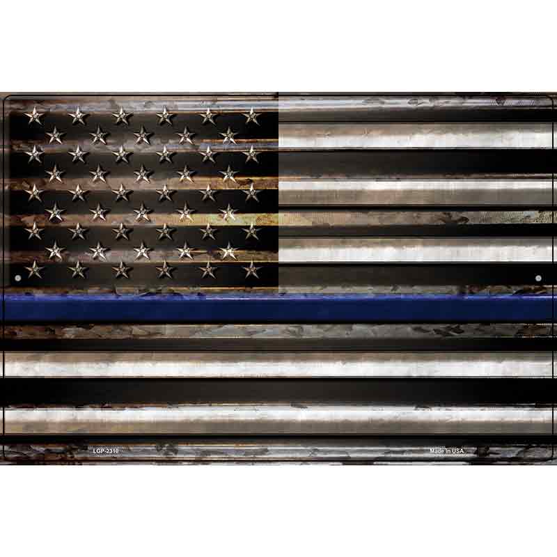 American Flag Thin Blue Line Novelty Parking Sign 12" x 18" (LGP)