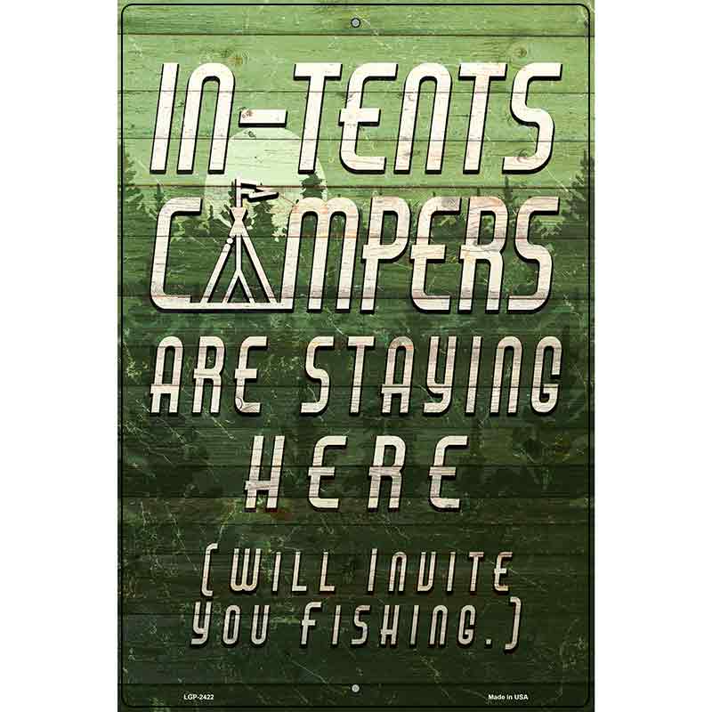 Green In Tents Campers Novelty Metal Parking Sign 12" x 18" (LGP)