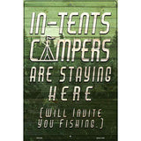 Green In Tents Campers Novelty Metal Parking Sign 12" x 18" (LGP)