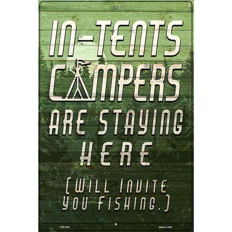 Green In Tents Campers Novelty Metal Parking Sign 12" x 18" (LGP)