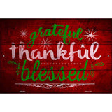 Grateful Thankful Blessed Red Novelty Metal Parking Sign 12" x 18" (LGP)