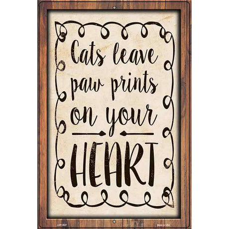 Paw Prints On Heart Novelty Metal Parking Sign 12" x 18" (LGP)