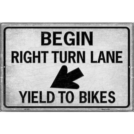 Begin Right Turn Lane Yield To Bikes Novelty Metal Parking Sign 12" x 18" (LGP)