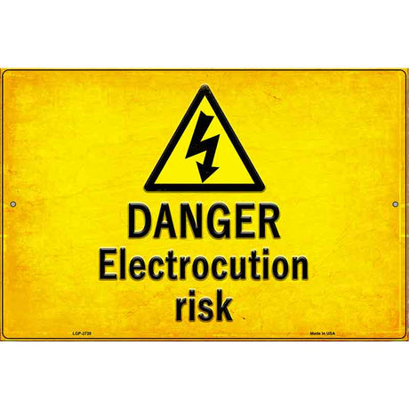 Danger Electrocution Risk Novelty Metal Parking Sign 12" x 18" (LGP)