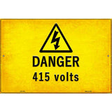 Danger 415 Volts Novelty Metal Parking Sign 12" x 18" (LGP)