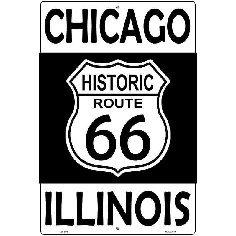 Chicago Illinois Historic Route 66 Novelty Metal Parking Sign 12" x 18" (LGP)