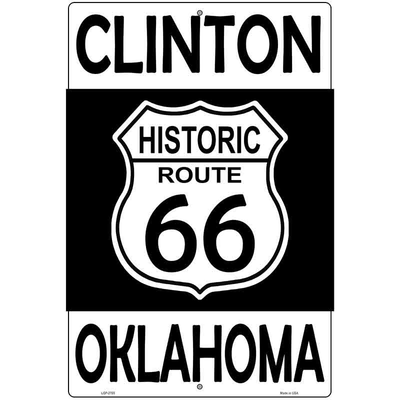 Clinton Oklahoma Historic Route 66 Novelty Metal Parking Sign 12" x 18" (LGP)