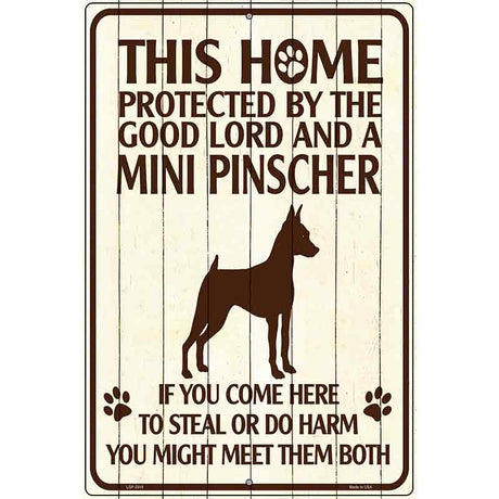 This Home Protected By A Pinscher Parking Sign Metal Novelty 12" x 18" (LGP)