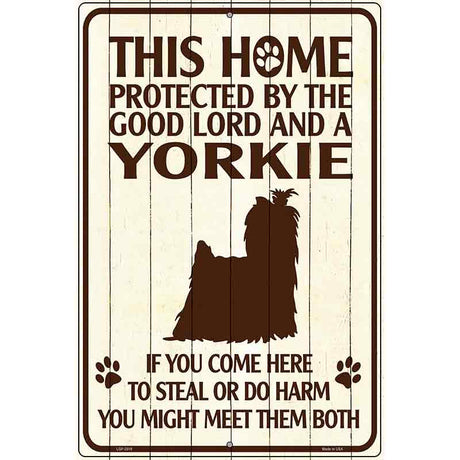 This Home Protected By A Yorkie Parking Sign Metal Novelty 12" x 18" (LGP)