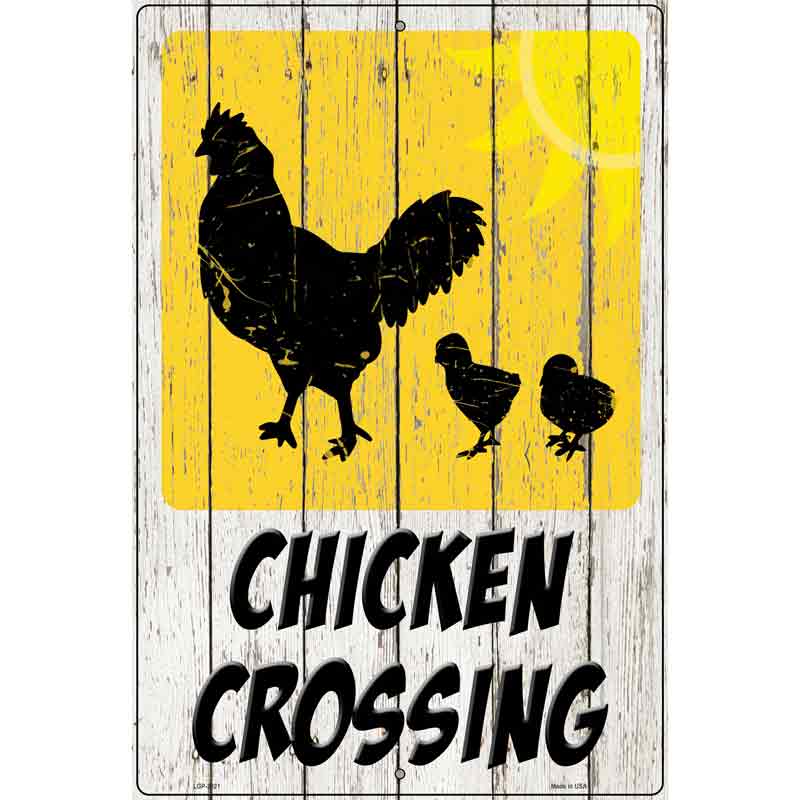 Chicken Crossing Novelty Metal Parking Sign 12" x 18" (LGP)