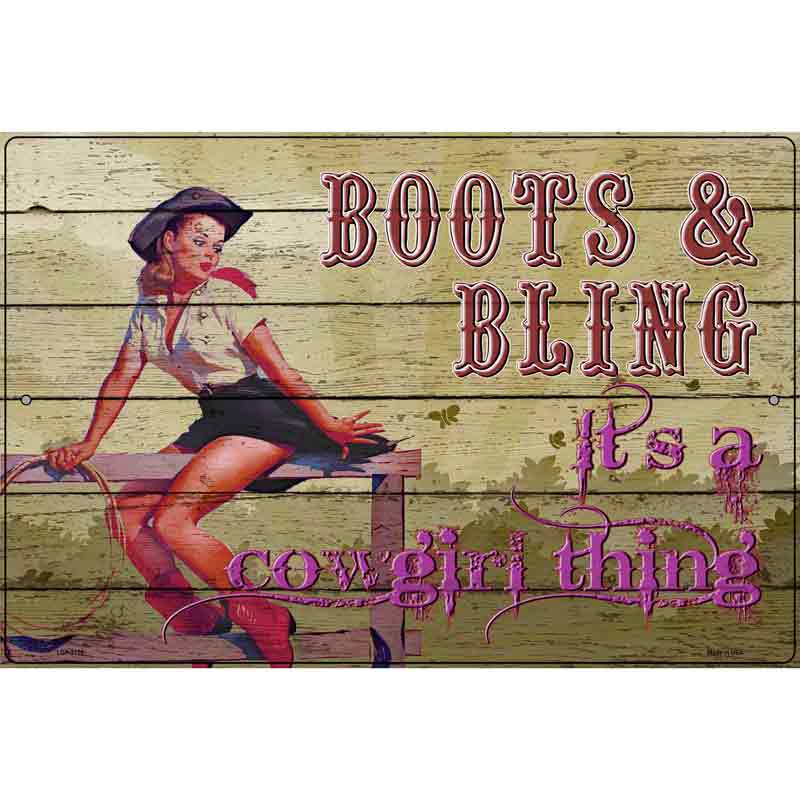 Boots & Bling Novelty Metal Parking Sign 12" x 18" (LGP)