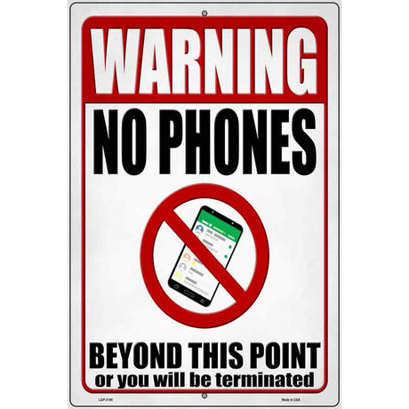 No Phones Beyond This Point Novelty Metal Parking Sign 12" x 18" (LGP)