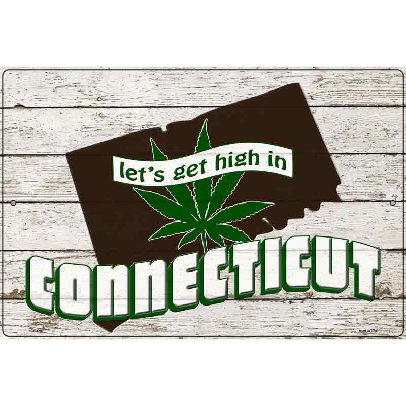 Get High In Connecticut Novelty Metal Parking Sign 12" x 18" (LGP)