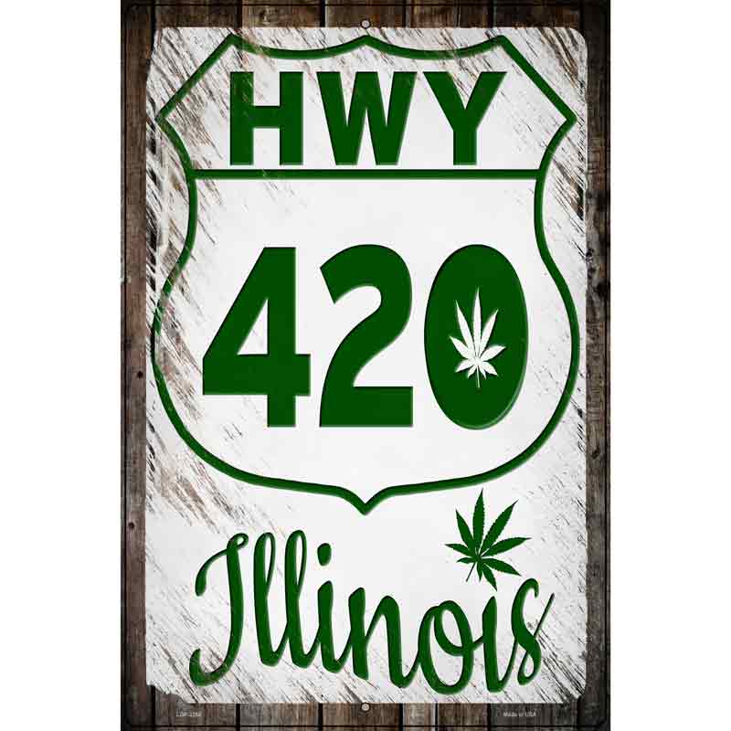 HWY 420 Illinois Novelty Metal Parking Sign 12" x 18" (LGP)