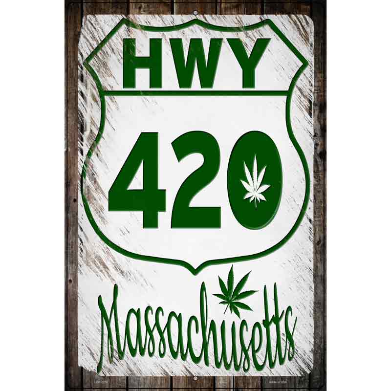 HWY 420 Massachusetts Novelty Metal Parking Sign 12" x 18" (LGP)