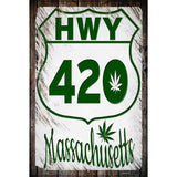 HWY 420 Massachusetts Novelty Metal Parking Sign 12" x 18" (LGP)