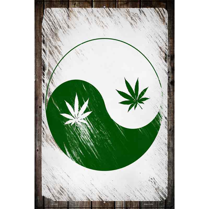 Yin Yang Weed Novelty Metal Parking Sign 12" x 18" (LGP)