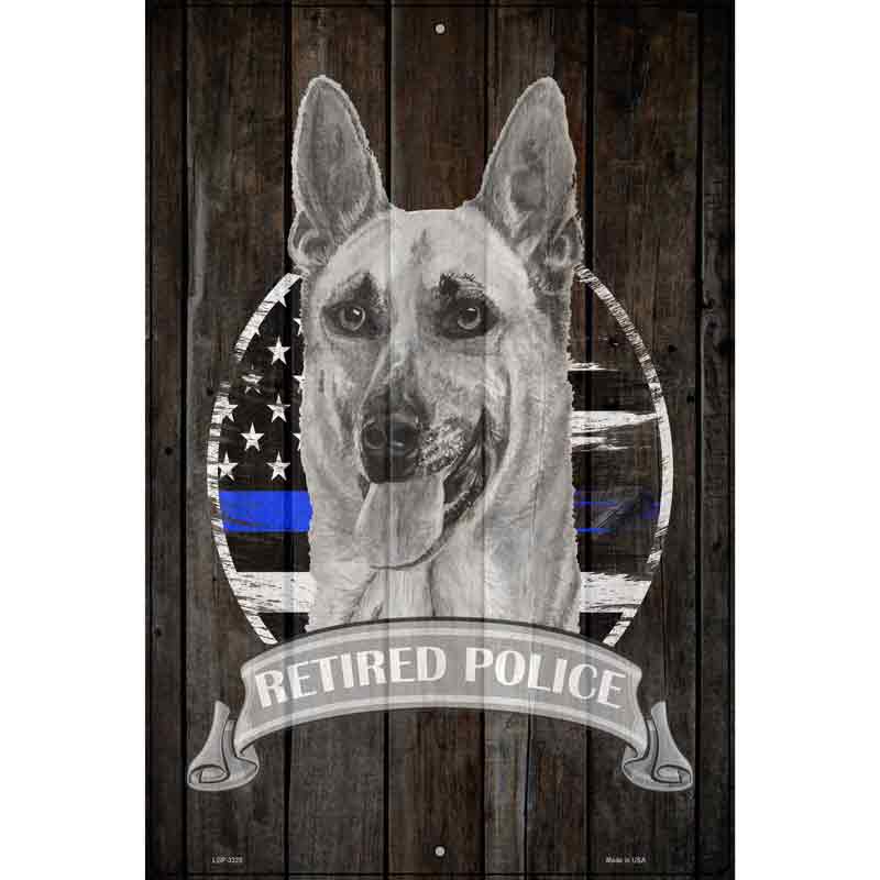 Retired Police K9 Novelty Metal Parking Sign 12" x 18" (LGP)