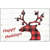 Happy Holidays Red Plaid Novelty Metal Parking Sign 12" x 18" (LGP)