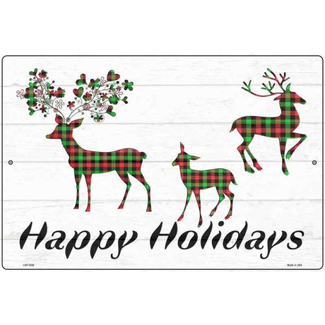 Happy Holidays Reindeer Novelty Metal Parking Sign 12" x 18" (LGP)