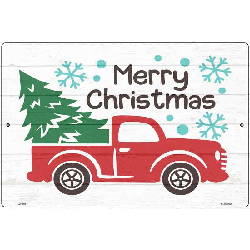 Merry Christmas Truck Novelty Metal Parking Sign 12" x 18" (LGP)