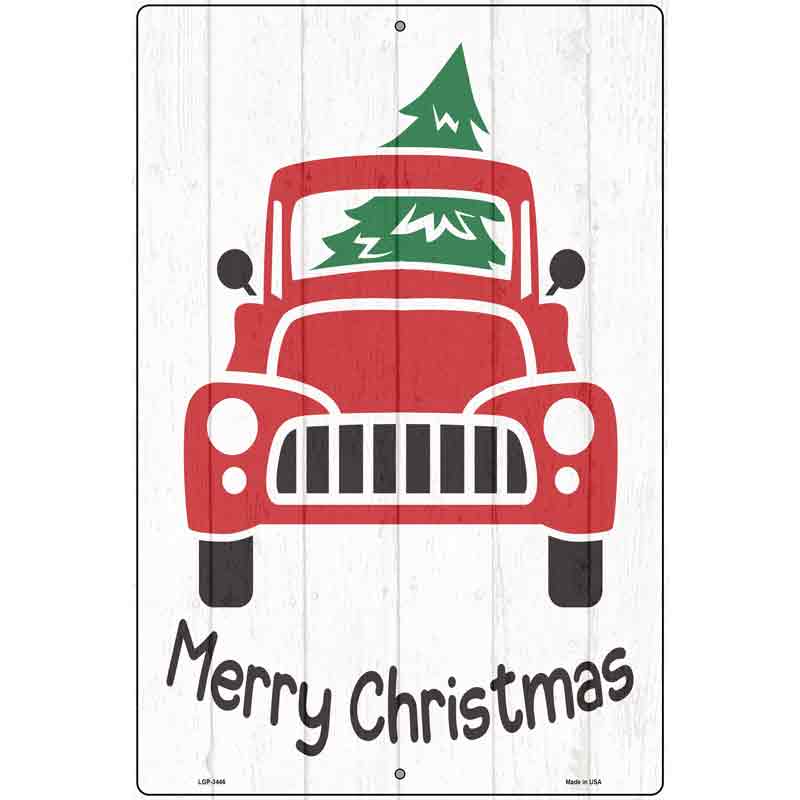 Merry Christmas Front Of Truck Novelty Metal Parking Sign 12" x 18" (LGP)