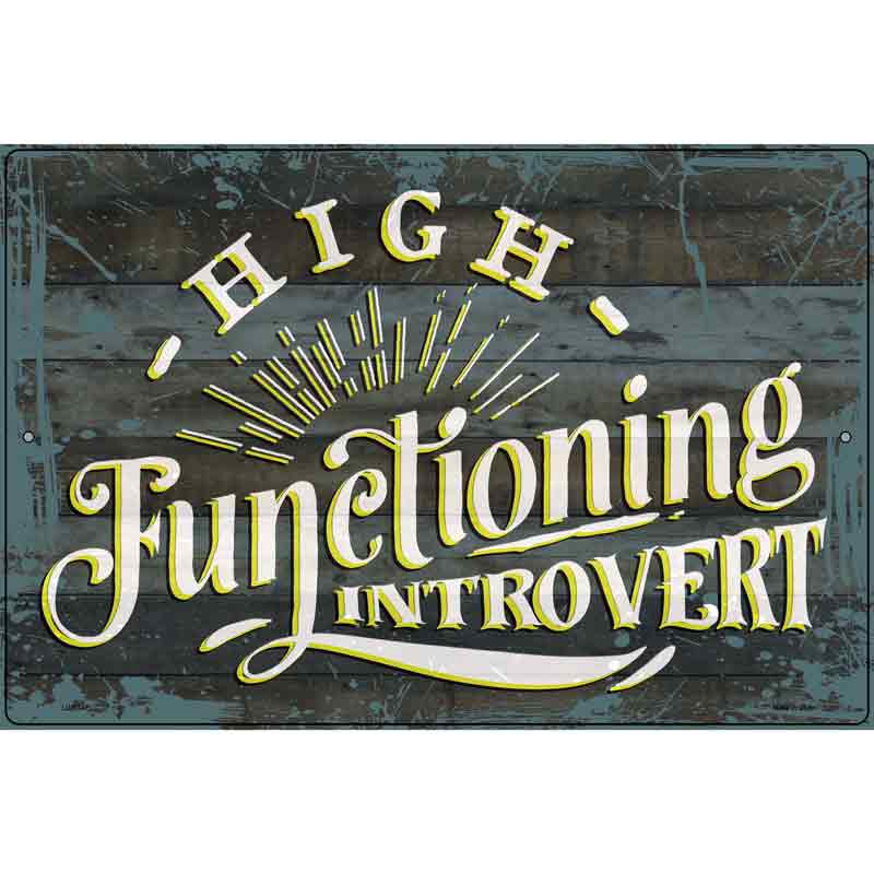 High Functioning Introvert Novelty Metal Parking Sign 12" x 18" (LGP)