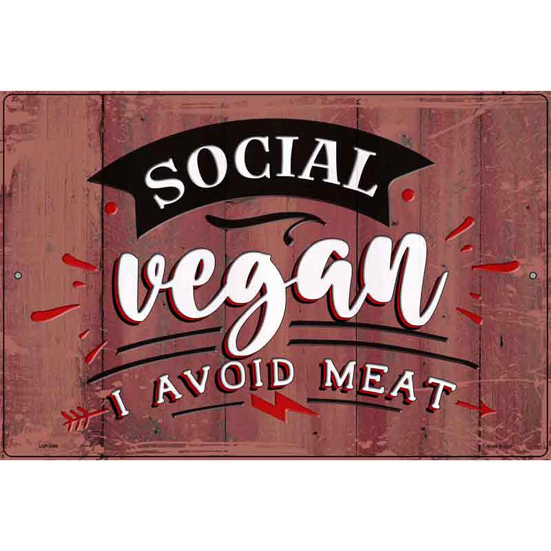 Social Vegan Novelty Metal Parking Sign 12" x 18" (LGP)