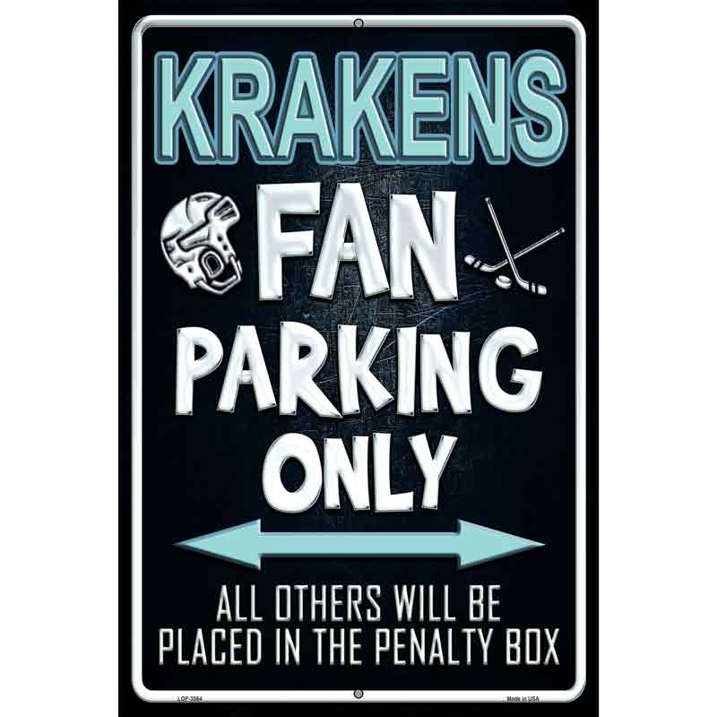 Krakens Fan Novelty Metal Parking Sign 12" x 18" (LGP)