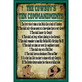 Cowboys Ten Commandments Green Novelty Metal Parking Sign 12" x 18" (LGP)