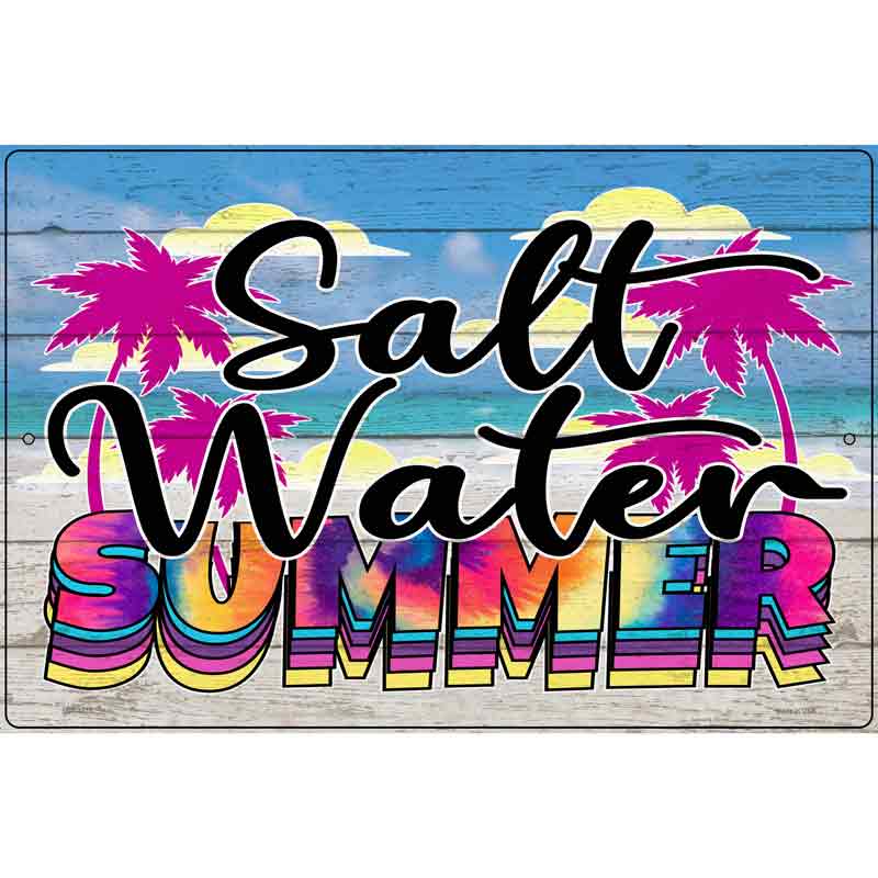 Salt Water Summer Tie Dye Novelty Metal Parking Sign 12" x 18" (LGP)