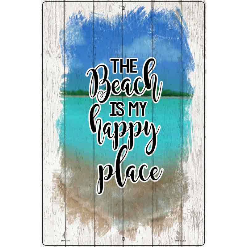 Beach Is My Happy Place Novelty Metal Parking Sign 12" x 18" (LGP)