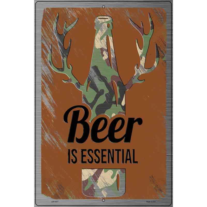 Beer Is Essential Novelty Metal Parking Sign 12" x 18" (LGP)